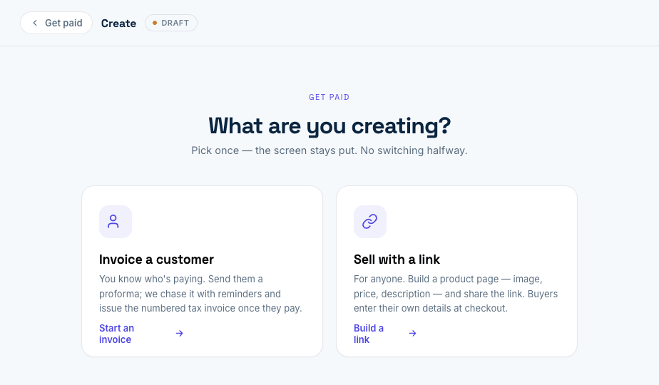Create a product, payment link or invoice